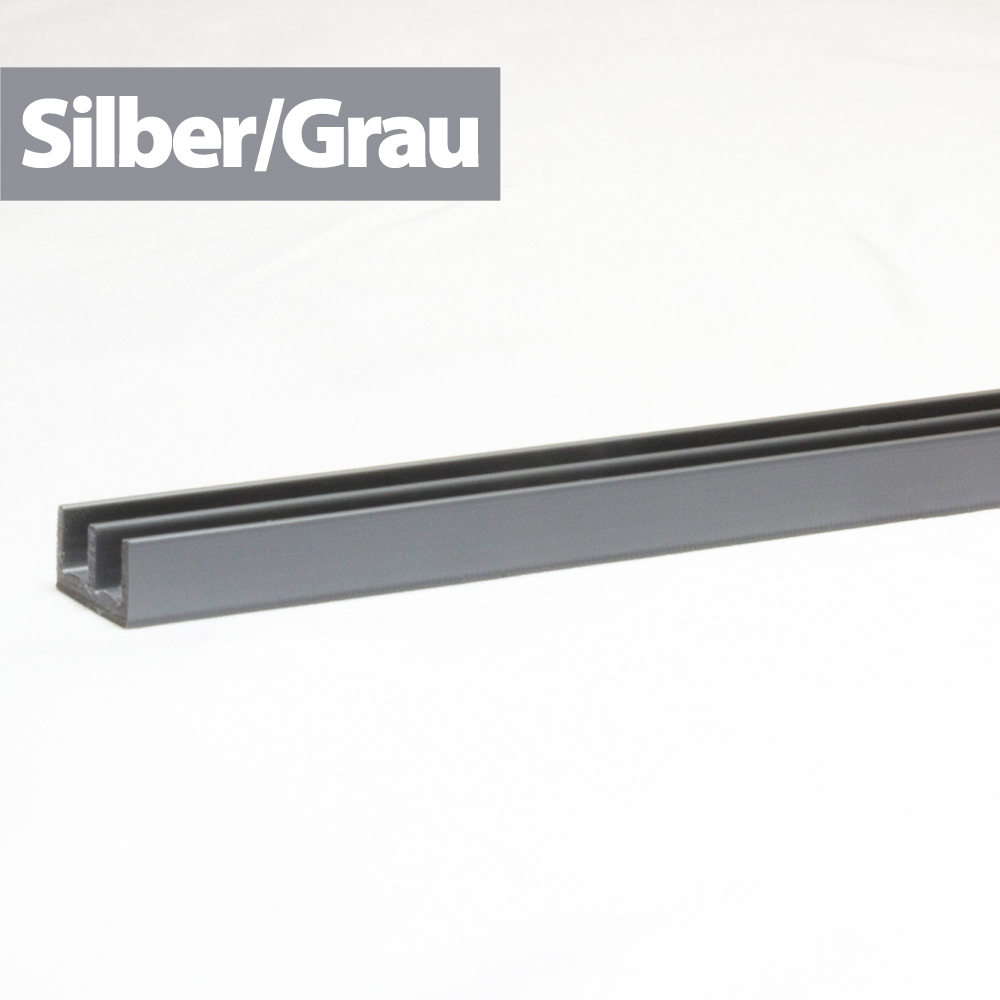 Glasführungsprofil - 4 mm / 100 cm - Unten - Silber/Grau
